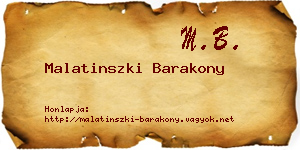 Malatinszki Barakony névjegykártya