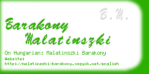 barakony malatinszki business card